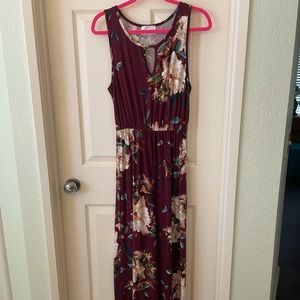 French Grey Floral Burgundy Maxi Dress from Stitch Fix